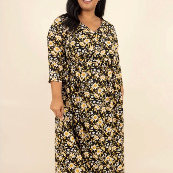 Chic Soul Dresses & Skirts - Chic Soul Black and Yellow Floral Maxi Dress